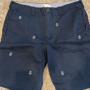 Mens Navy Chino Short with Anchors - J Crew - Size 34